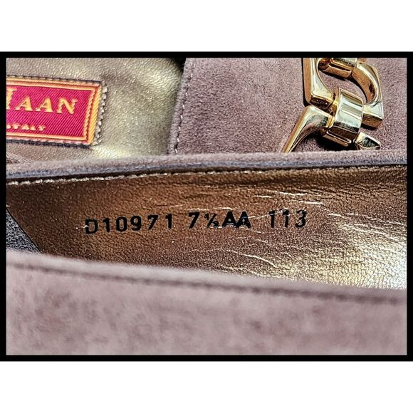 NEW Cole Haan Carina Mink Suede Leather Loafers Brown Gold Buckle 7.5 AA In Box - Picture 11 of 13
